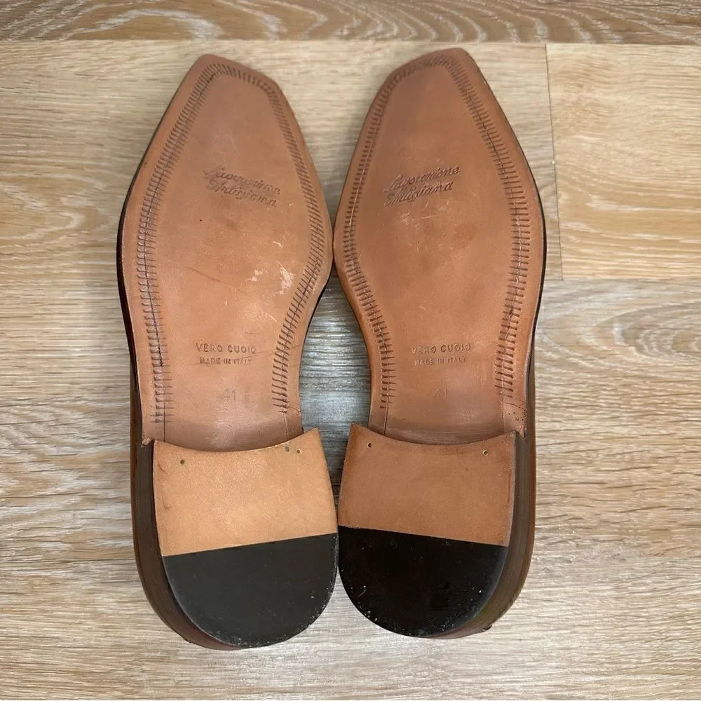 Calzoleria Toscana Brown Genuine Leather Brogue Wingtip Oxford Shoes